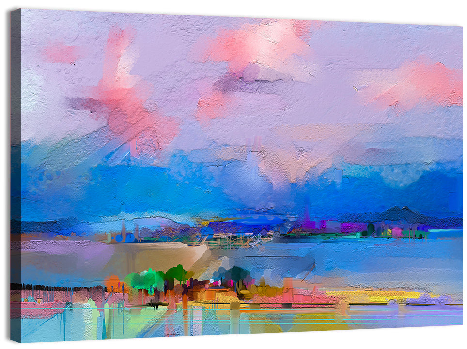 Semi Abstract Meadow at Dusk Wall Art, canvas print, landscape