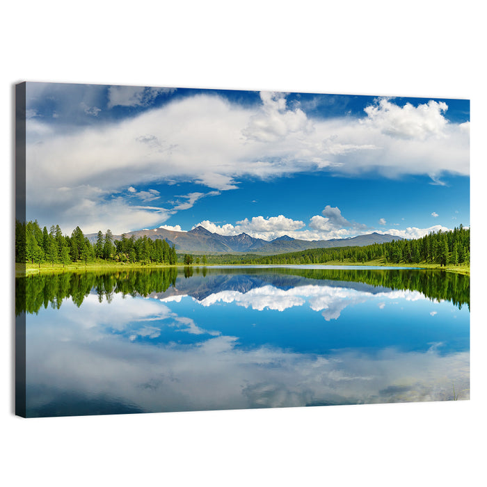 Mirror Lake in Altai Mountains Wall Art as a canvas print