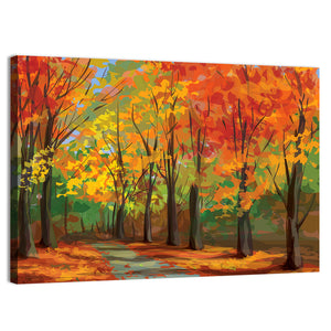 Autumn Pathway In Park Wall Art