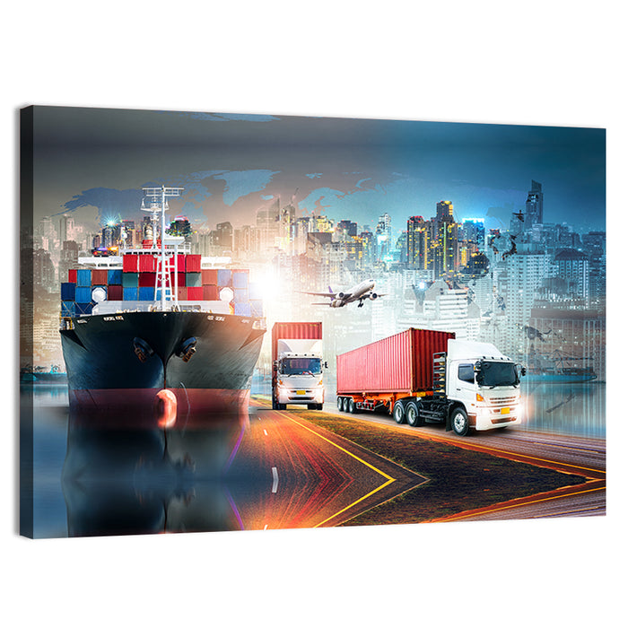 Global Logistics Nightscape Wall Art as a canvas print