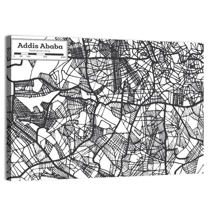 Addis Ababa City Map Ethiopia Wall Art