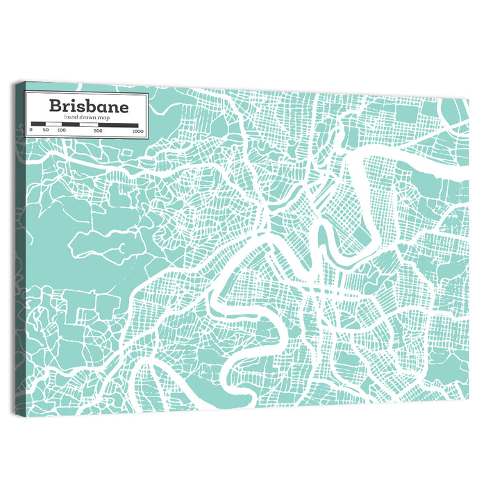 Brisbane City Map Wall Art as a canvas print