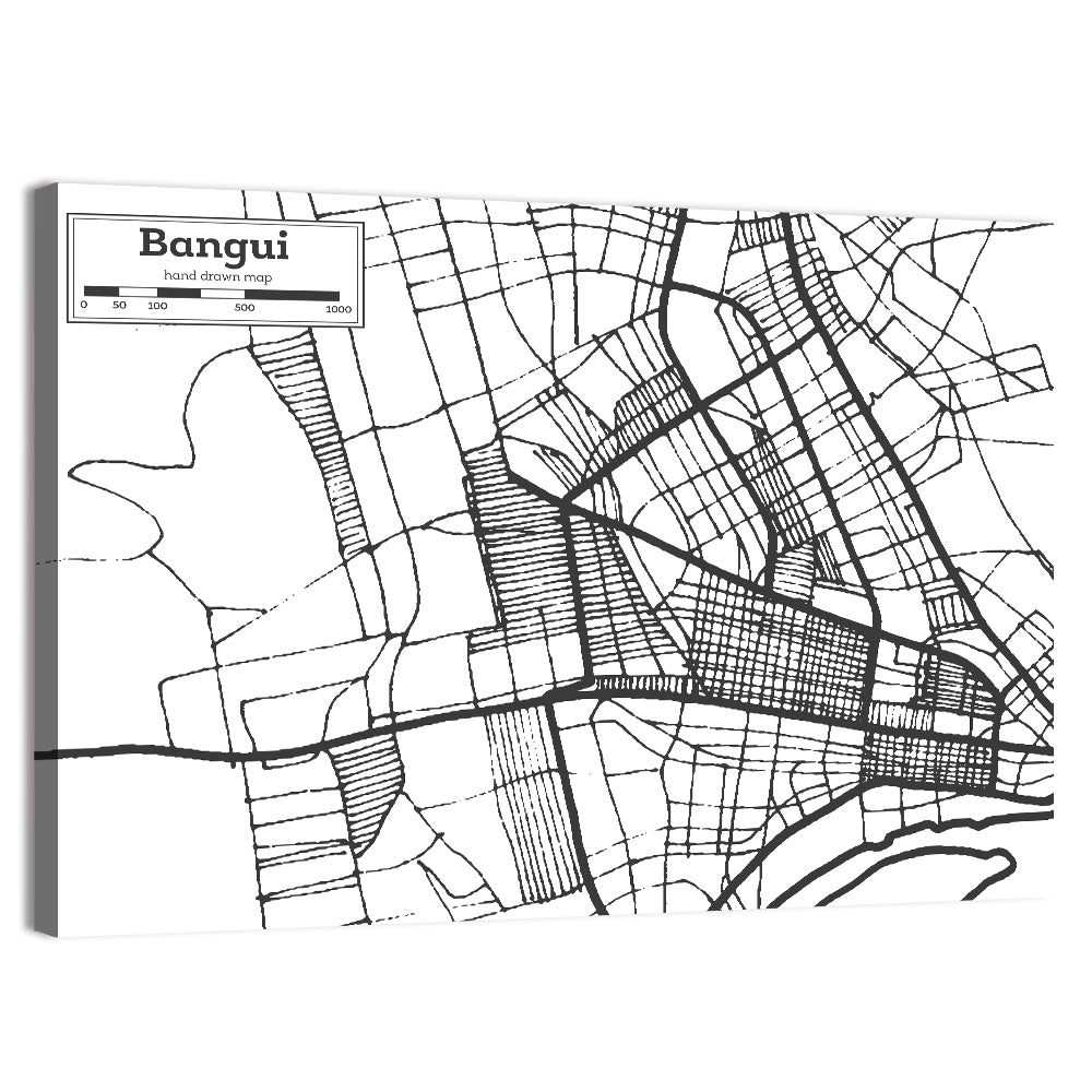 Bangui Street Grid Map Wall Art