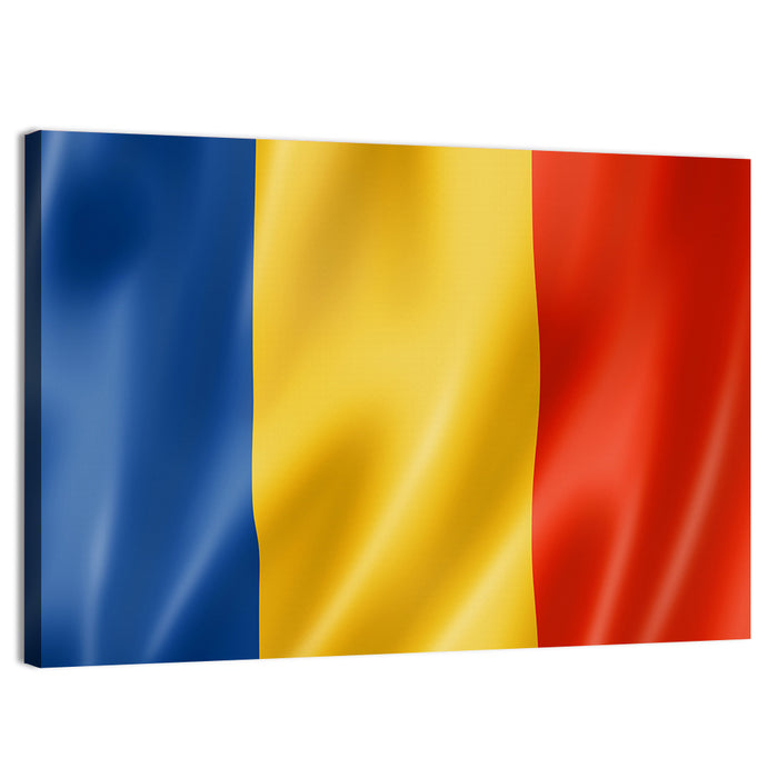 Romanian Tricolor Flag Wall Art as a canvas print