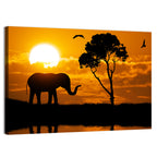 Sunset Elephant Silhouette Wall Art
