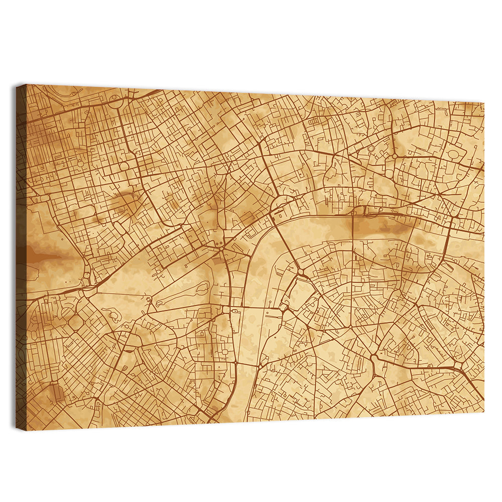 Vintage London City Map Wall Art, canvas print, landscape