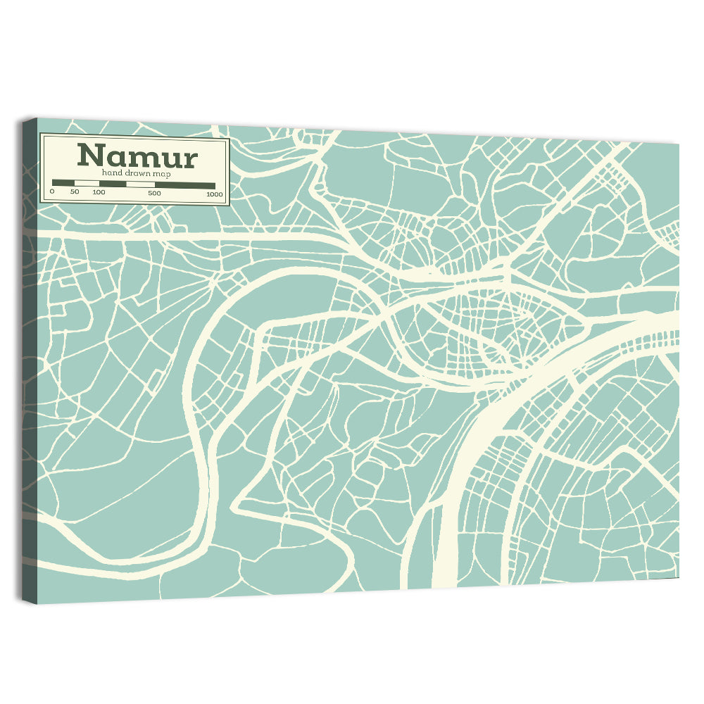 Namur Aerial Map Wall Art, canvas print, landscape