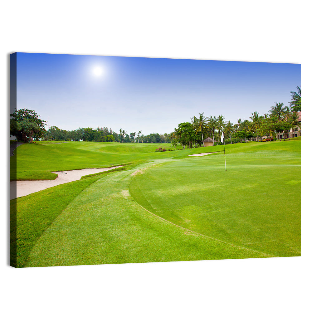 Sunny Putting Green with Palm Trees Wall Art