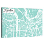 Grenoble City Map Wall Art