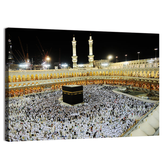 Kaaba Overhead Night View Wall Art as a canvas print