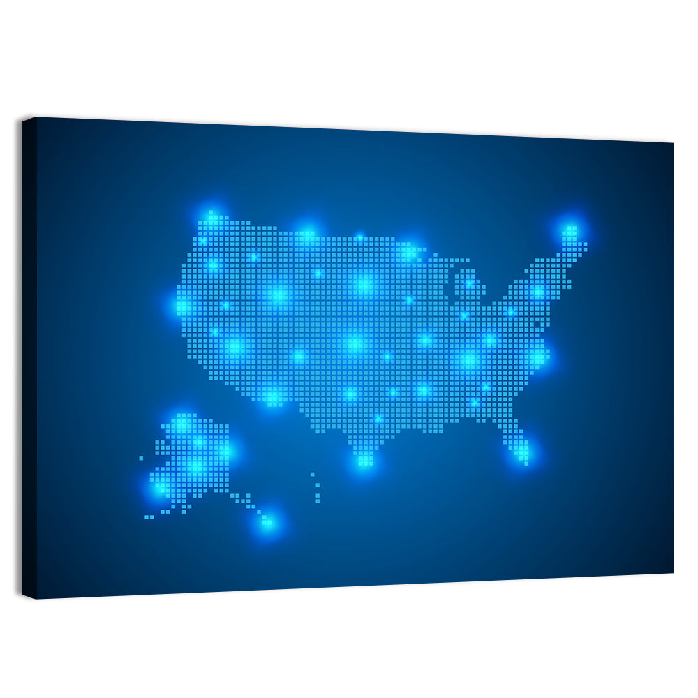 United States Digital Network Map Wall Art, canvas print, landscape
