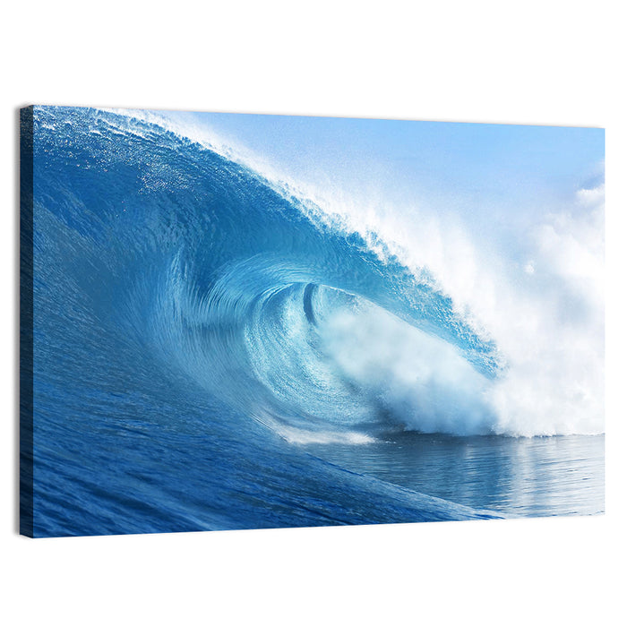 Blue Surf Barrel Wall Art as a canvas print