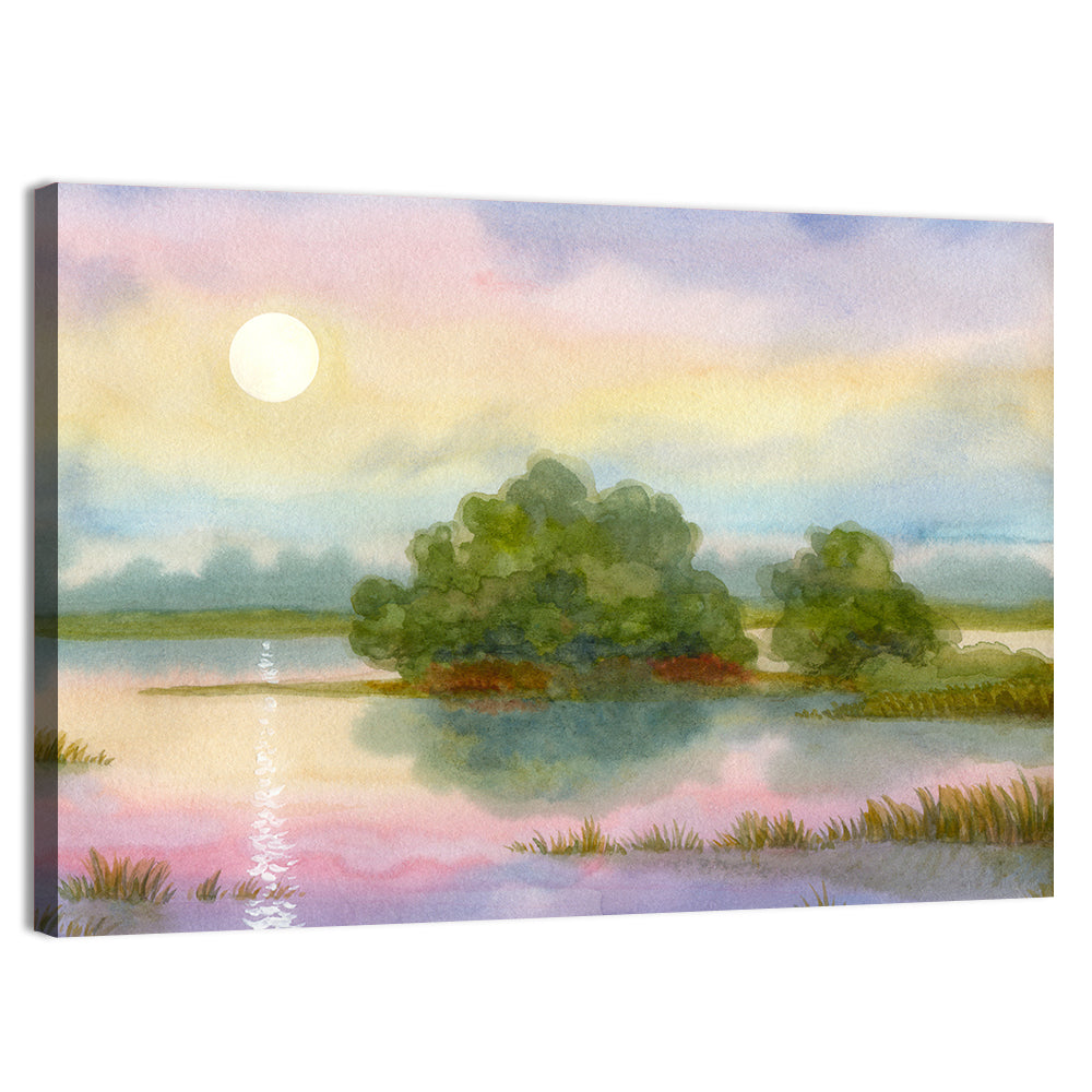 Golden Hour Sunrise Over Lake Wall Art