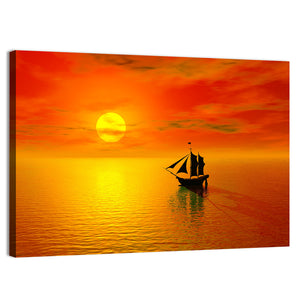 Old Boats Silhouette Wall Art