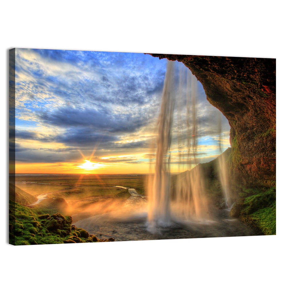 Seljalandsfoss at Sunset Wall Art