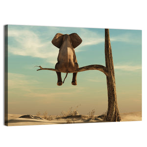 Lonely Elephant On Tree Wall Art