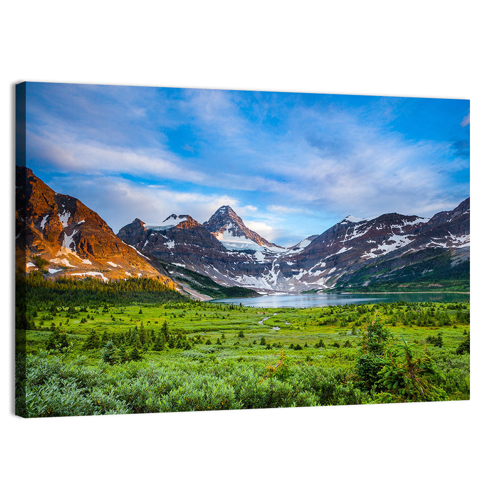Mount Assiniboine Glacier and Magig Lake Wall Art, canvas print, landscape