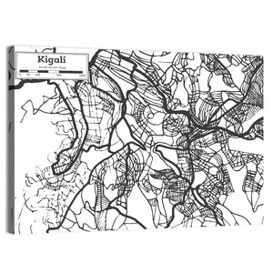 Kigali City Map In Rwanda Wall Art