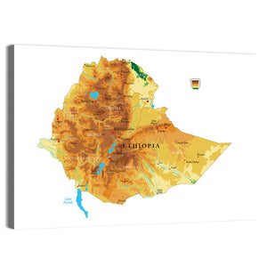 Ethiopia Physical Map Wall Art