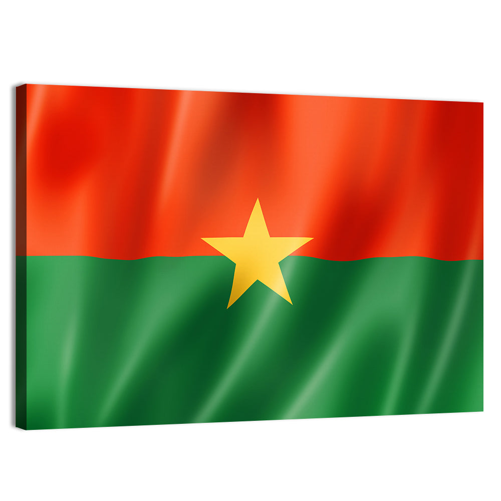 Burkina Faso Flag with Wavy Texture Wall Art, canvas print, landscape