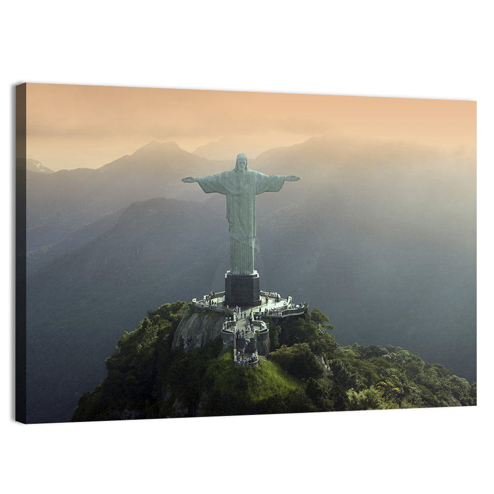 Christ the Redeemer at Golden Hour Wall Art, canvas print, landscape