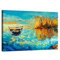 Rowboats and Reeds on Blue Lake Wall Art