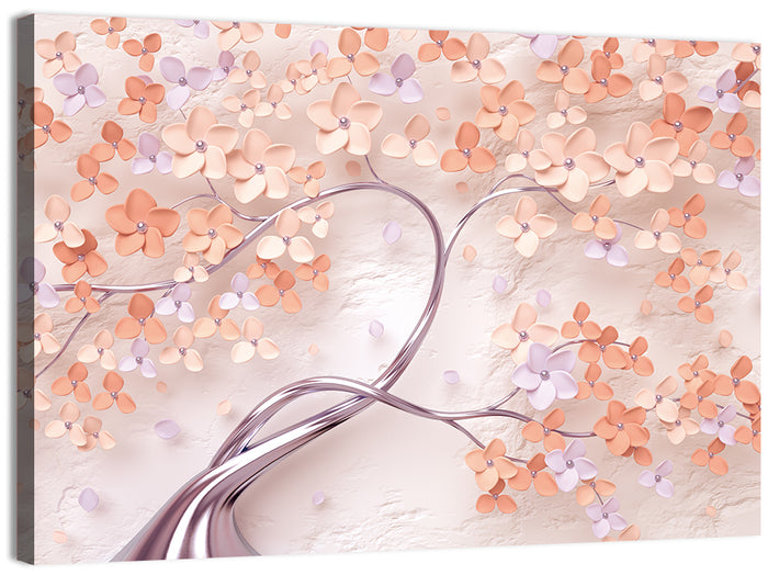 Vintage Silver Branch Blossom Wall Art as a canvas print