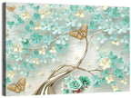 Teal and Gold Floral Abstraction Wall Art