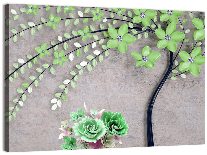 3d Flowering Branch Wall Art as a canvas print