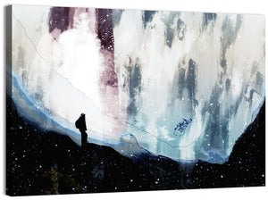 Standing Man In Mountains Abstract Wall Art