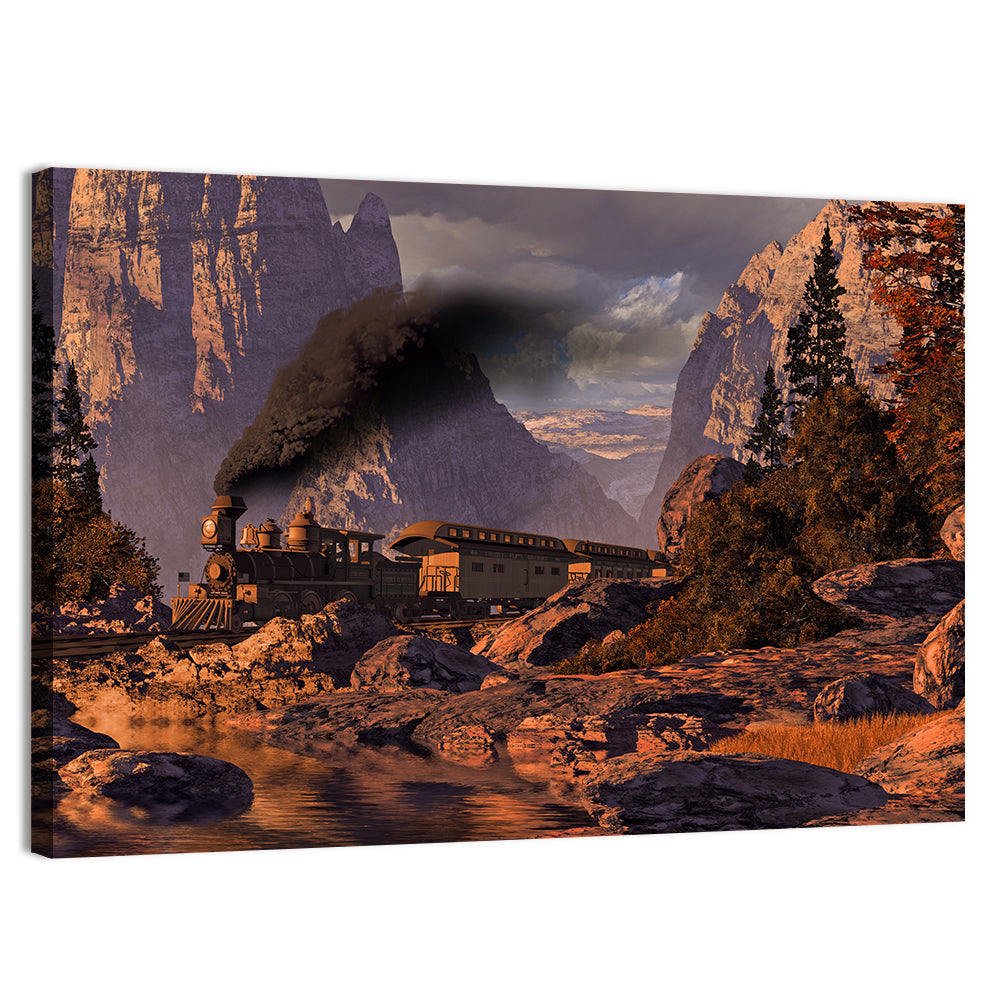Old West Steam Locomotive Wall Art, canvas print, landscape