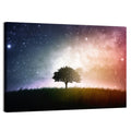 Tree Silhouette Under Nebula Sky Wall Art
