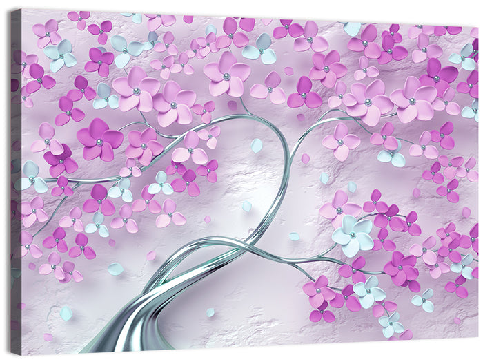 3d Flowering Tree Mural Wall Art as a canvas print