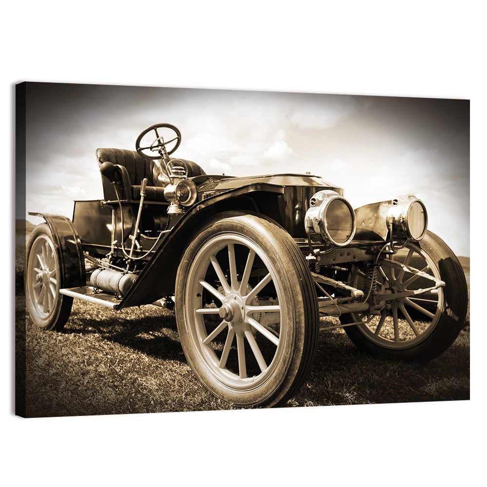 Sepia Vintage Roadster Side Profile Wall Art