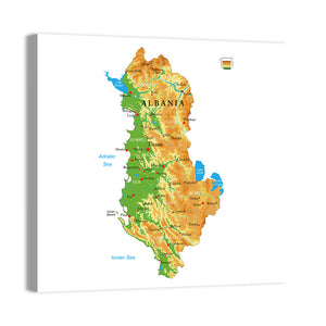 Albania Physical Map Wall Art