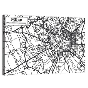 Milan City Map Wall Art