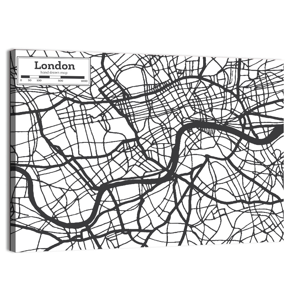 Hand Drawn London Map Wall Art