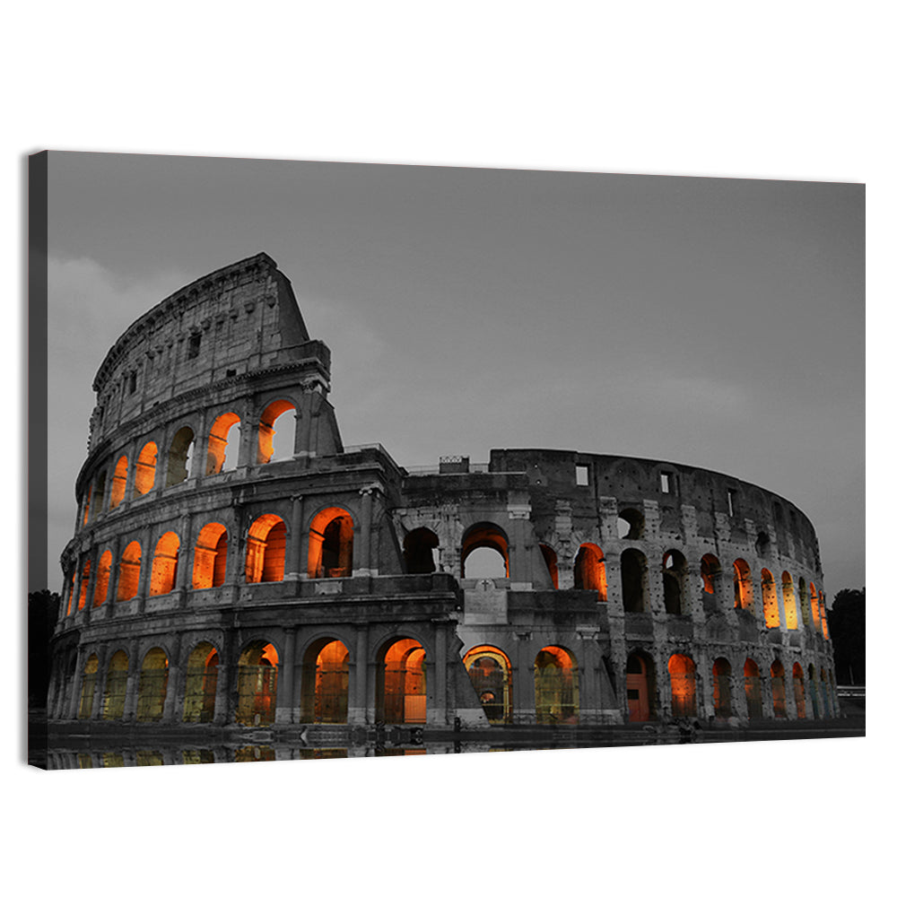 Colosseum at Dusk, Rome Wall Art, canvas print, landscape