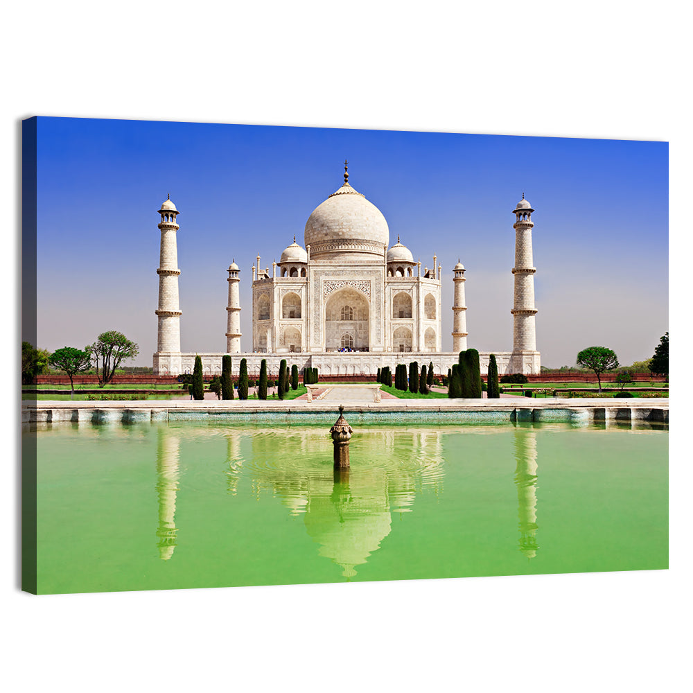 Taj Mahal Day Reflection Wall Art, canvas print, landscape