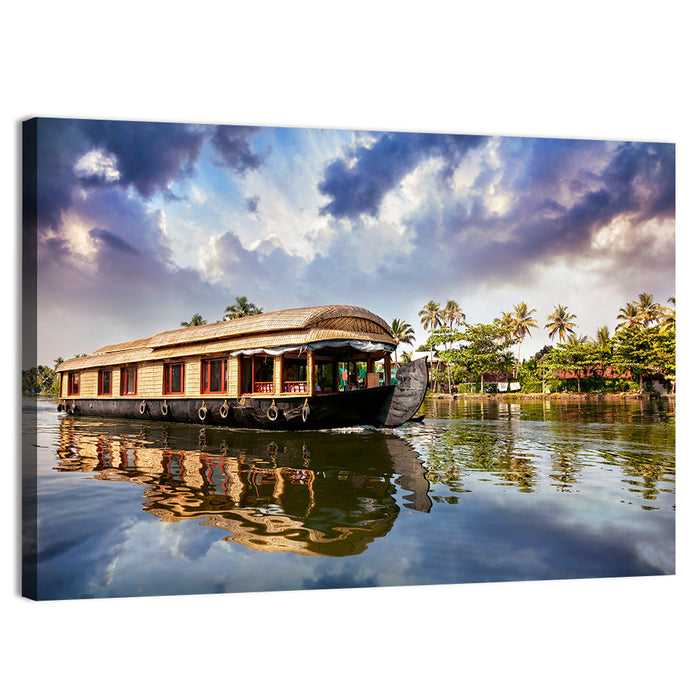 Alleppey Houseboat, Kerala Backwaters Wall Art as a canvas print