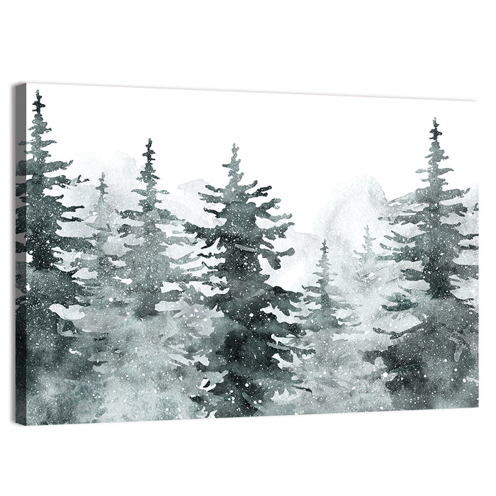 Snowy Pine and Spruce Forest Wall Art as a canvas print