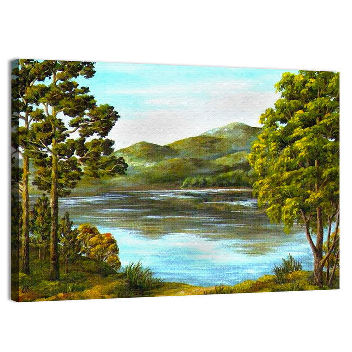 Tranquil Mountain Lake Wall Art as a canvas print