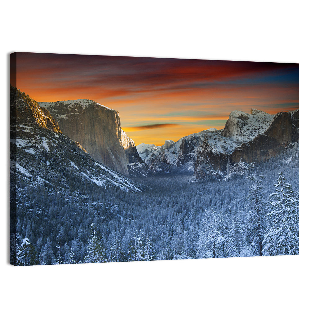 Yosemite Valley Winter Sunset Wall Art