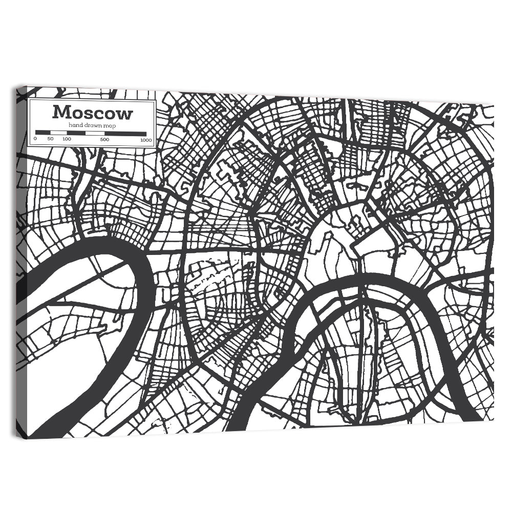 Minimalist Moscow City Map Wall Art