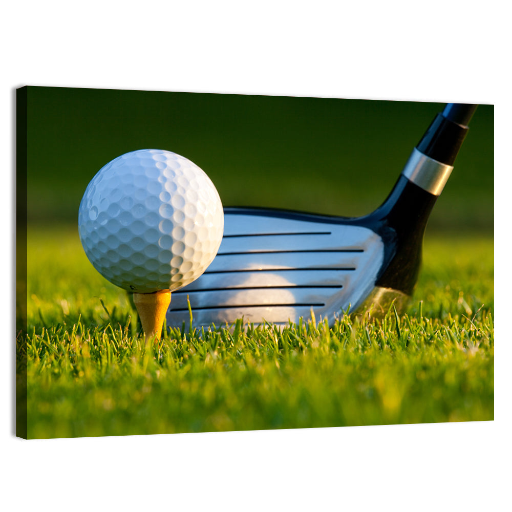 Golf Ball and Club Close Up Wall Art
