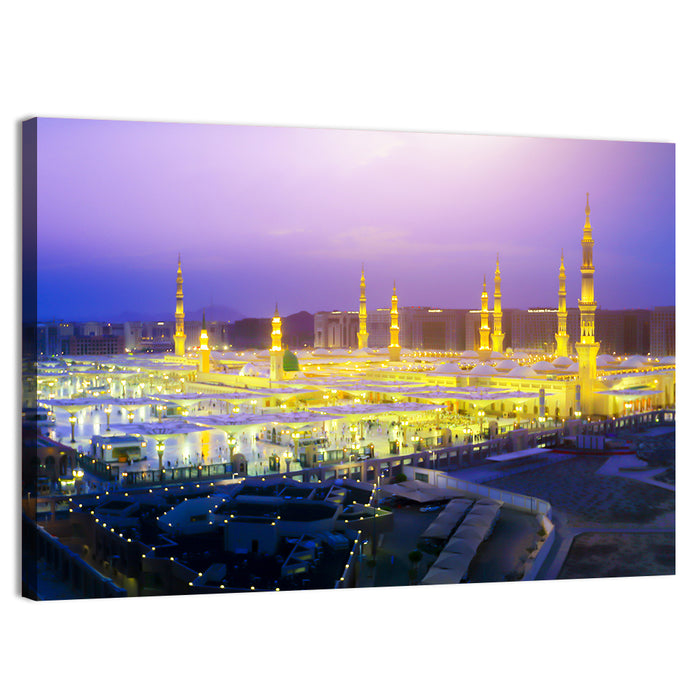 Al-masjid An-nabawi at Dusk Wall Art as a canvas print