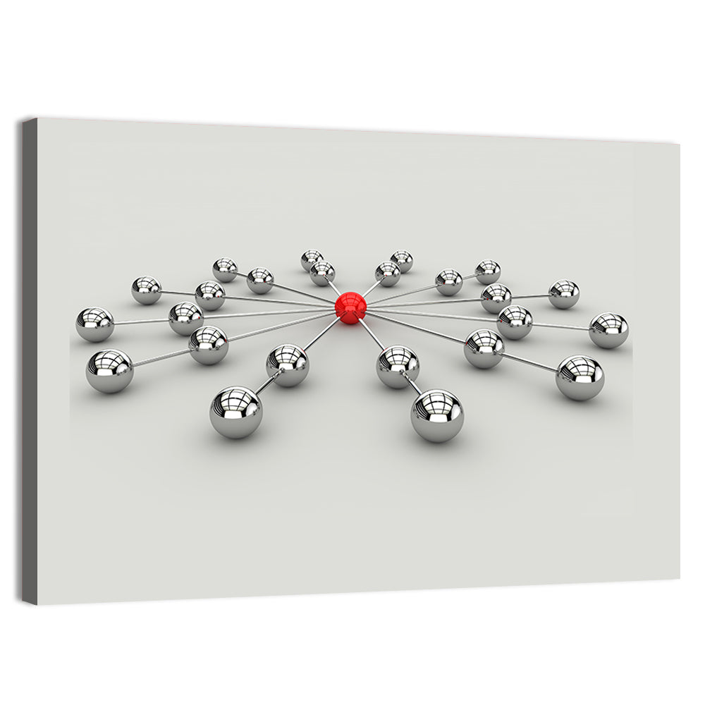 Radial Network with Red Hub Wall Art, canvas print, landscape