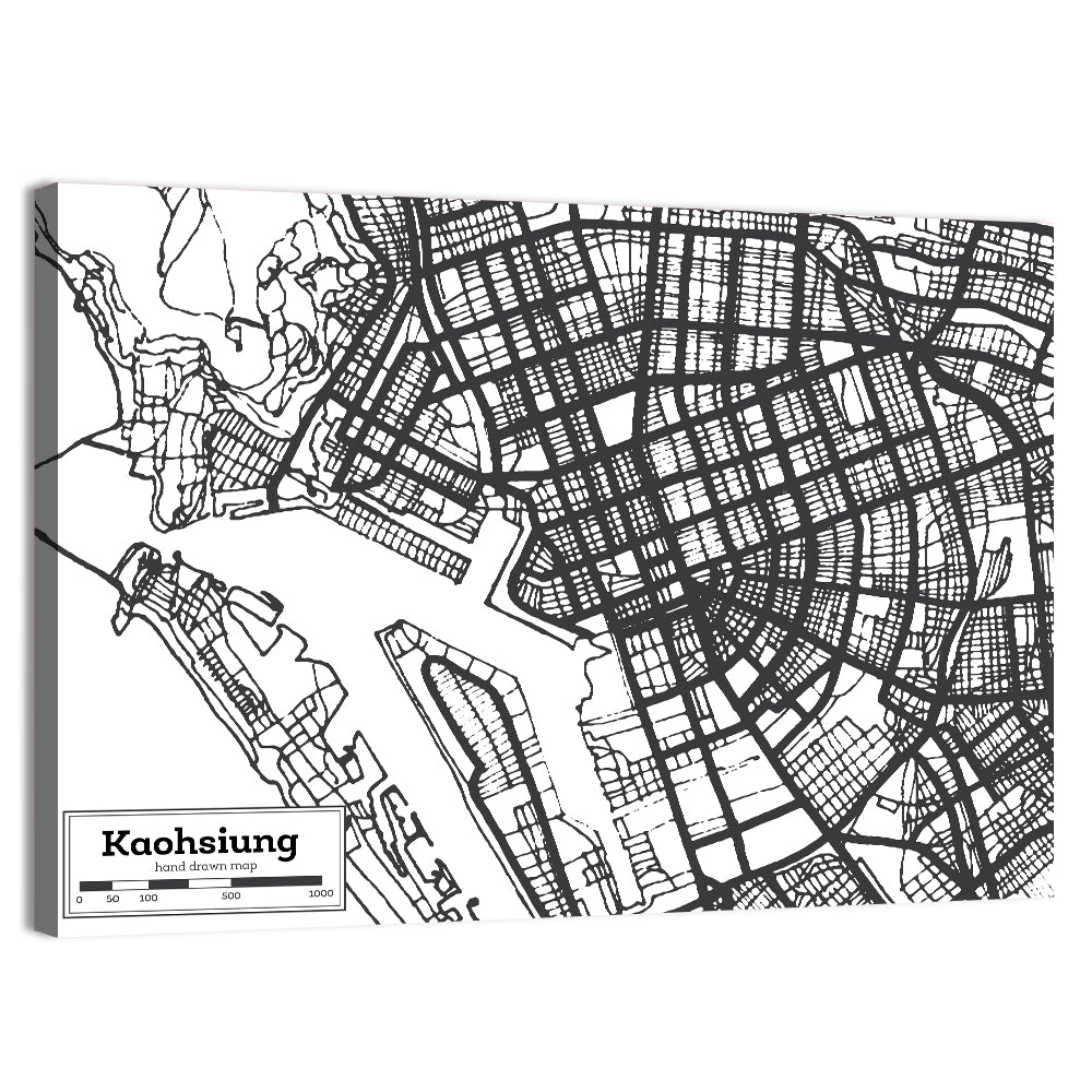 Kaohsiung Aerial Map Wall Art, canvas print, landscape