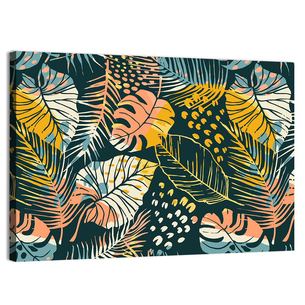 Tropical Monstera Palm Pattern Wall Art
