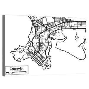 Darwin City Map Wall Art